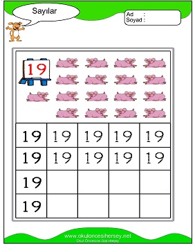 okul öncesi 1 sayısı çizgi çalışması